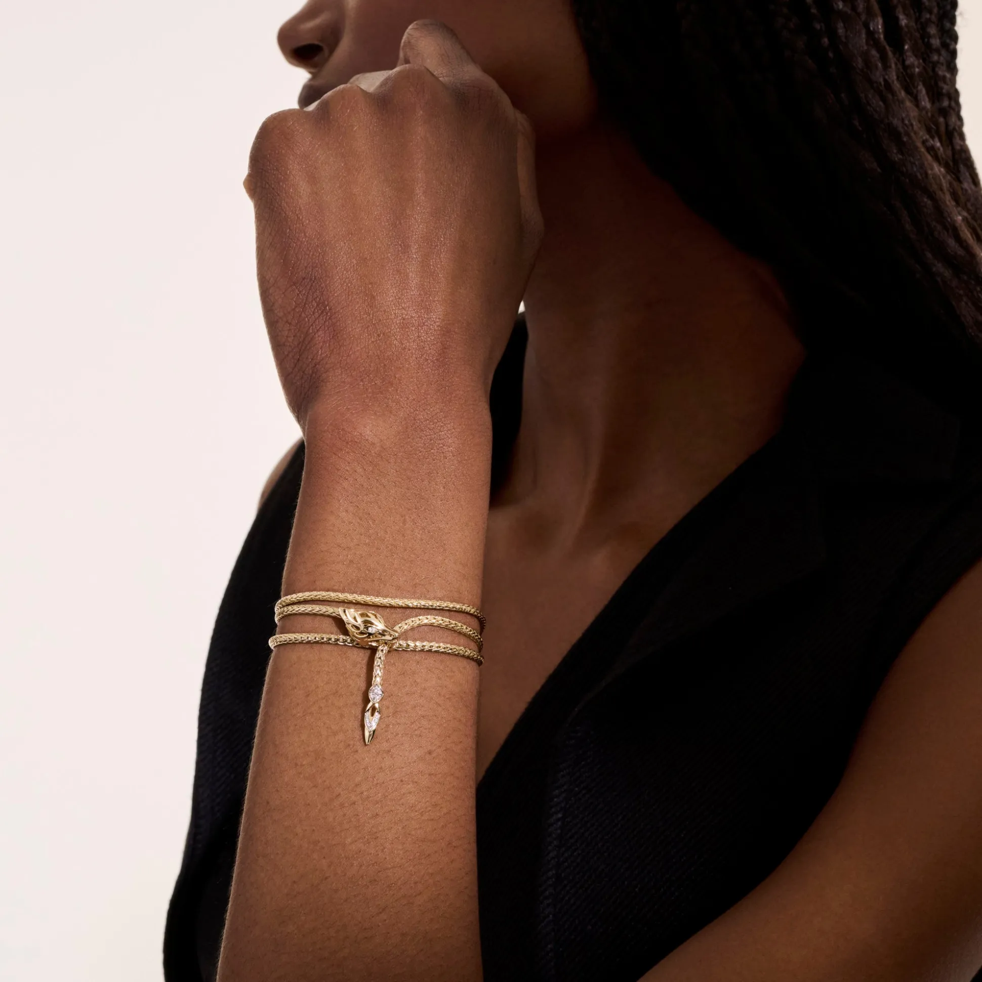 Women John Hardy Chains^Naga Wrap, Gold, Diamonds, 2.5Mm