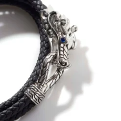 Men John Hardy Leather, Cord & Rubber^Naga Wrap, Leather, Silver, 8Mm