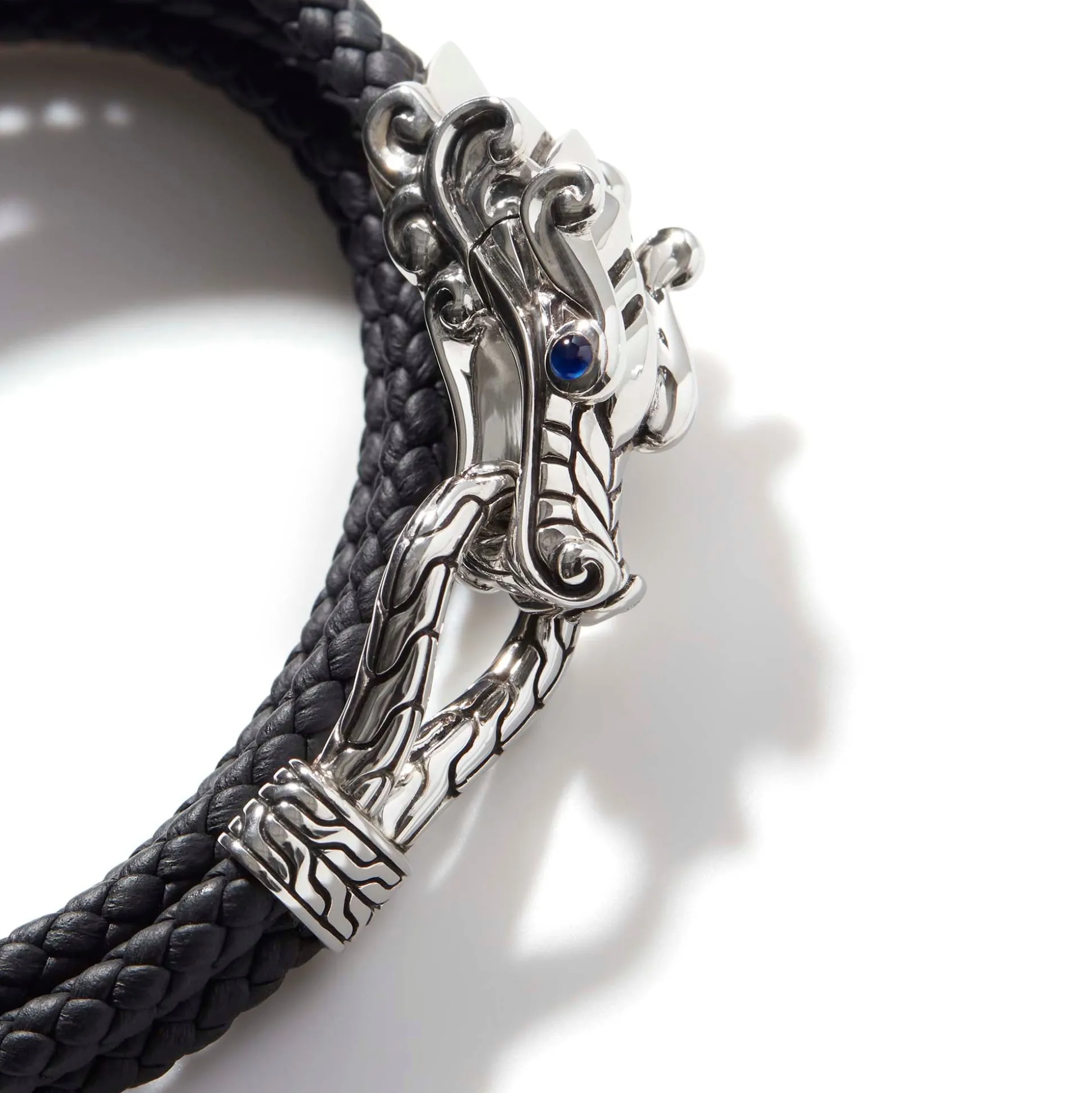 Men John Hardy Leather, Cord & Rubber^Naga Wrap, Leather, Silver, 8Mm
