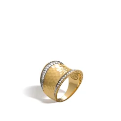 Women John Hardy Statement^Palu Saddle Ring, Gold, Diamonds