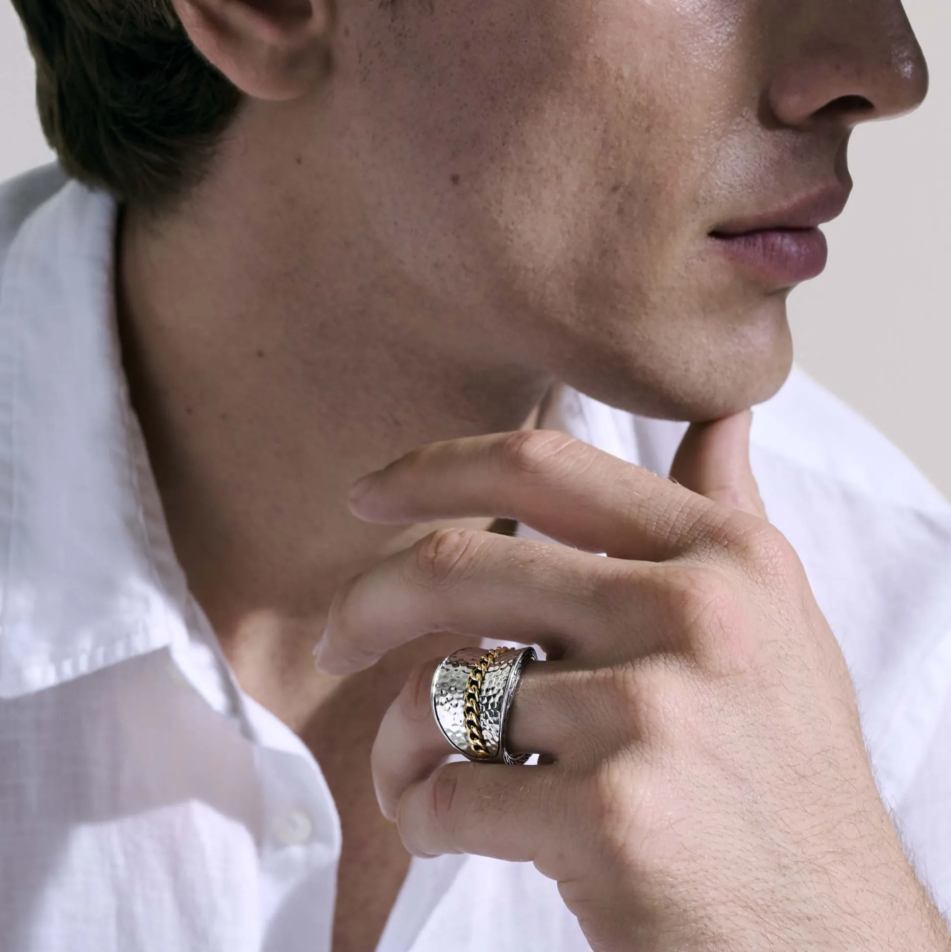 Women John Hardy Statement^Palu Saddle Ring, Sterling Silver, Gold