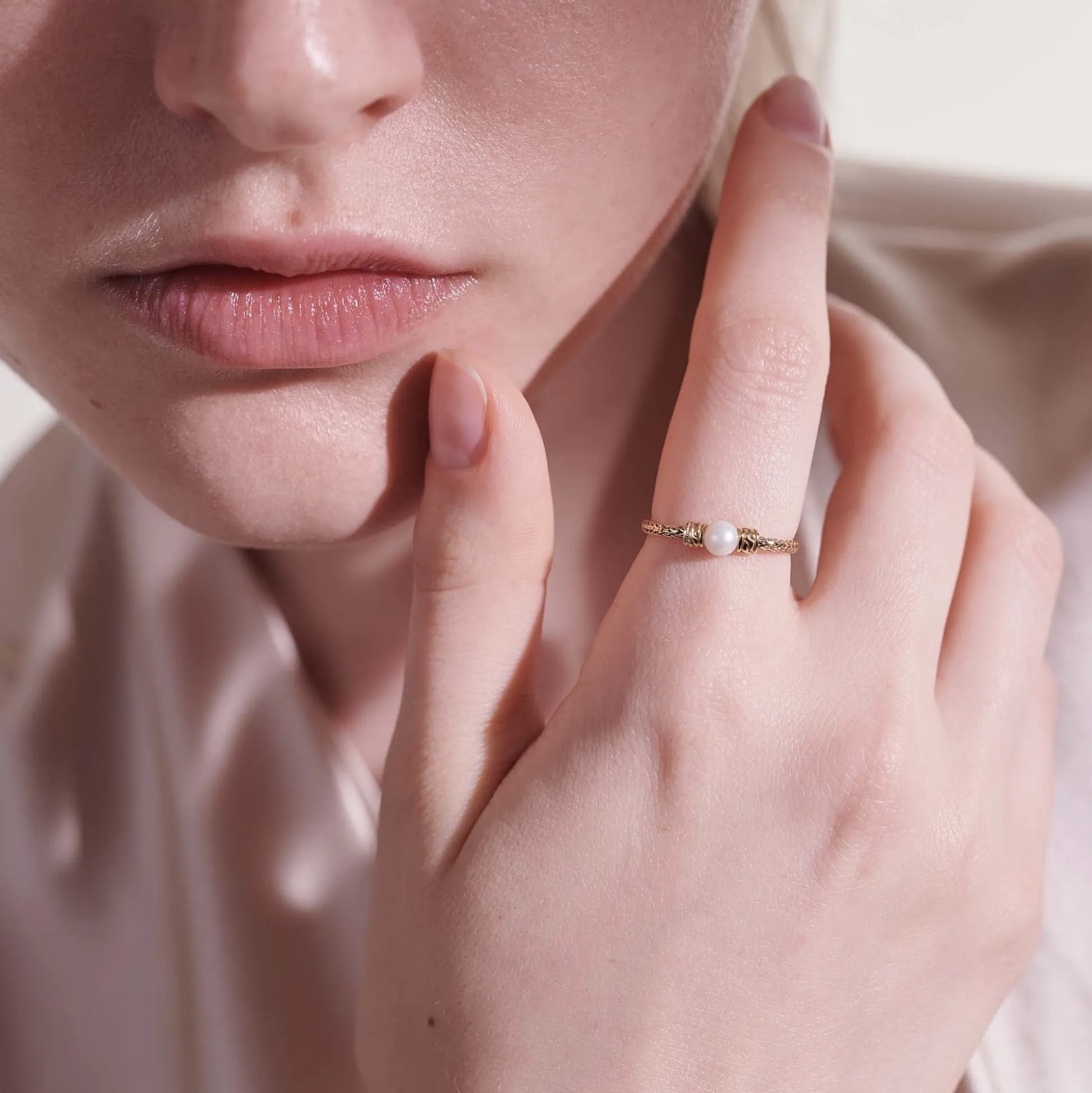 Women John Hardy Soft^Pearl Chain Band Ring, Sterling Silver