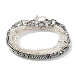 Men John Hardy Beads^Pearl Chain Convertible Wrap, Sterling Silver