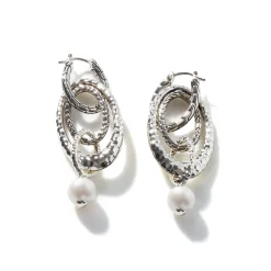 Women John Hardy Statement^Pearl Palu Drop Link Earring, Silver, Gold