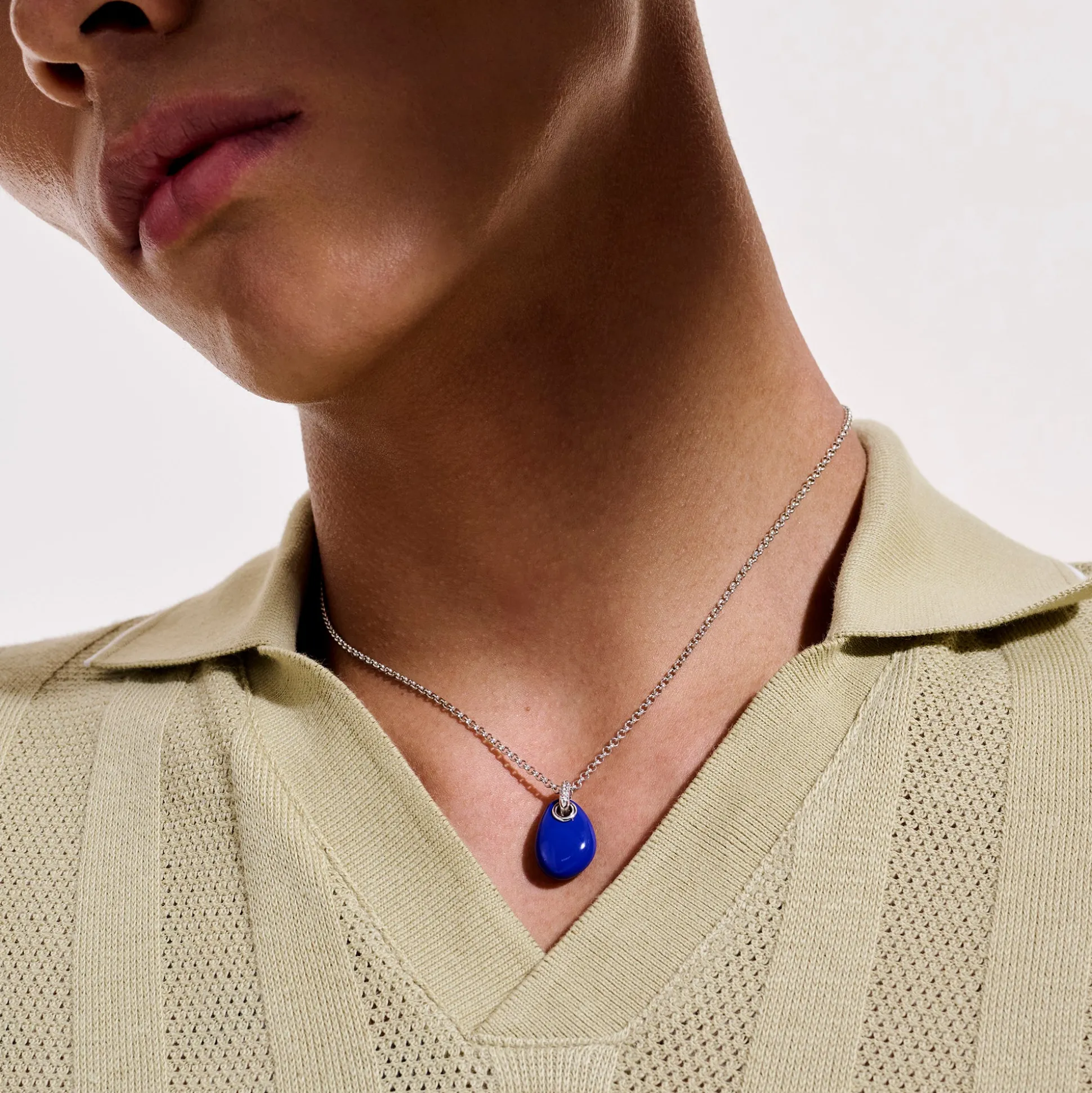 Men John Hardy Tags & Pendants^Pebble Necklace, Sterling Silver, Diamonds