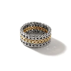 Women John Hardy Soft^Rata Chain Band Ring, Gold, Wide
