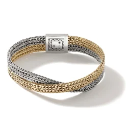 Men John Hardy Chains^Rata Chain Crossover Bracelet, Gold, Silver
