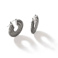 Women John Hardy Statement^Rata Chain Hoop Earring, Sterling Silver