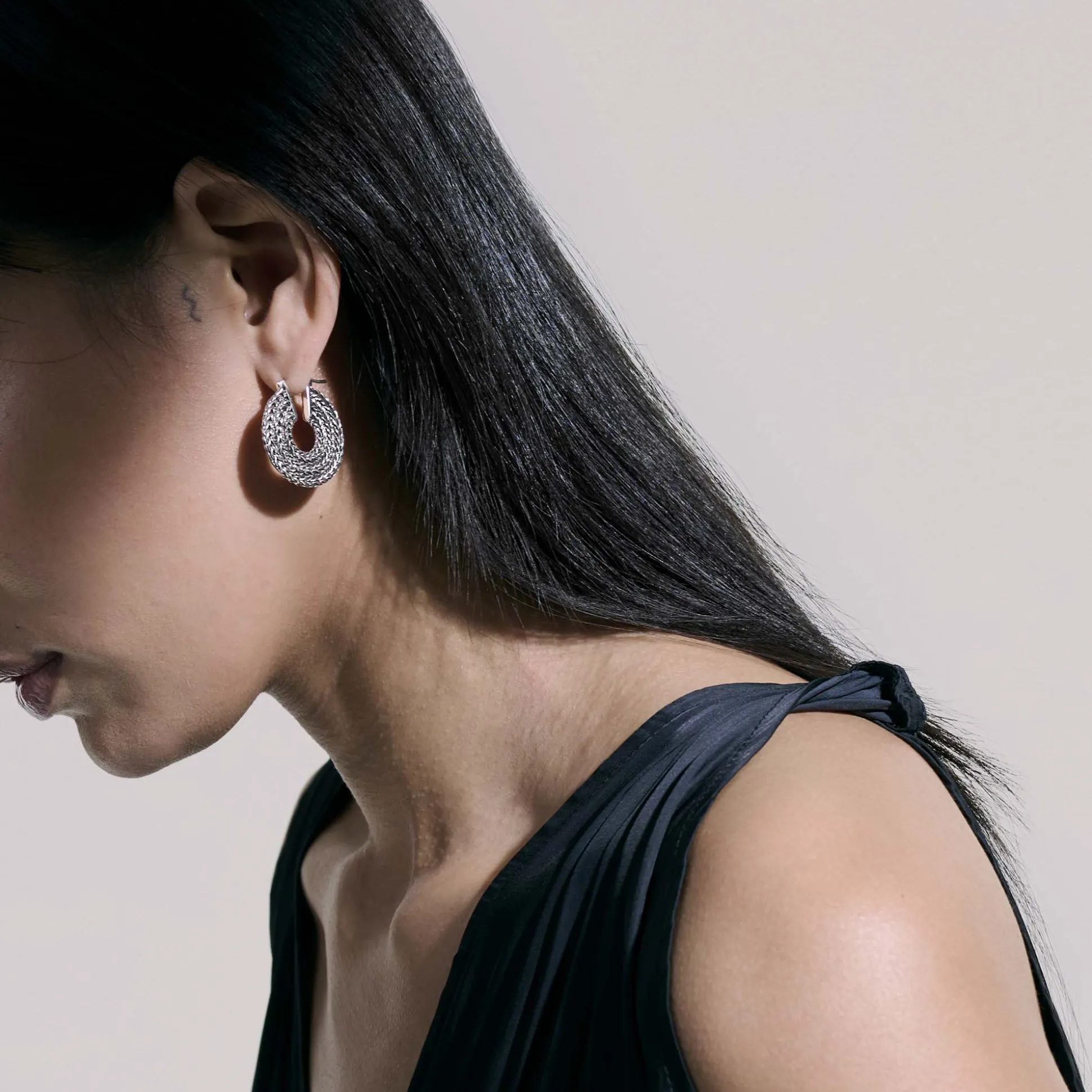 Women John Hardy Statement^Rata Chain Hoop Earring, Sterling Silver
