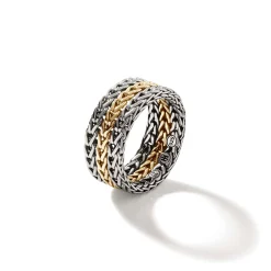 Women John Hardy Soft^Rata Chain Ring, Silver, Gold, Wide