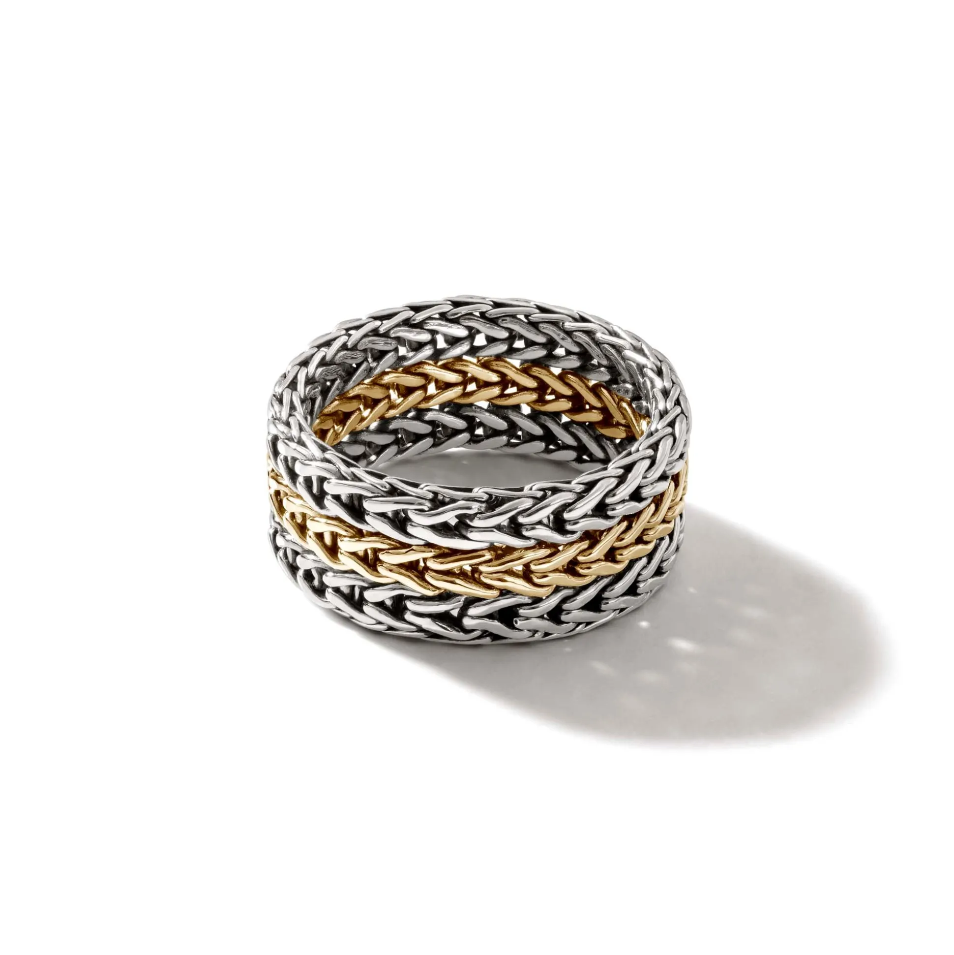 Women John Hardy Soft^Rata Chain Ring, Silver, Gold, Wide