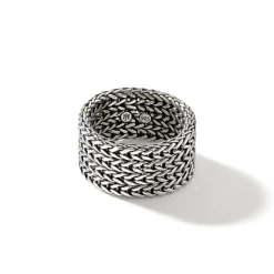 Women John Hardy Soft^Rata Chain Ring, Silver, Gold, Wide