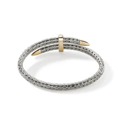 Men John Hardy Cuffs^Spear Flex Cuff, Dark Silver, Diamonds