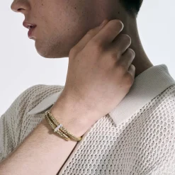 Men John Hardy Cuffs^Spear Flex Cuff, Silver, Gold, Diamonds