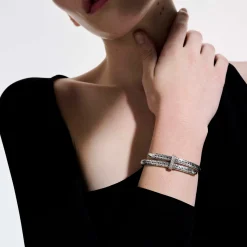 Men John Hardy Cuffs^Spear Flex Cuff, Silver, Gold, Diamonds