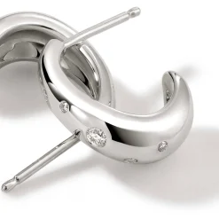 Women John Hardy Statement^Surf J Hoop Earring, Silver, Diamonds, Small