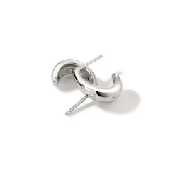 Women John Hardy Statement^Surf J Hoop Earring, Silver, Diamonds, Small