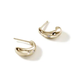 Women John Hardy Statement^Surf J Hoop Earring, Silver, Diamonds, Small